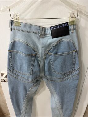 Mugler Light Blue Paneled High-Rise Jeans
